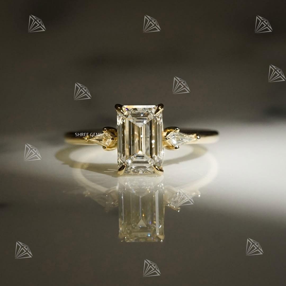 2 CT Emerald Cut Moissanite Engagement Ring 14K Gold Ring Anniversary Ring Emerald Cut Ring Emerald Cut Solitaire Ring