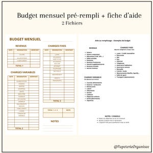 Plantilla de presupuesto mensual precargada para imprimir (A4) | Gestión de presupuestos + hoja de ayuda | PDF descargable