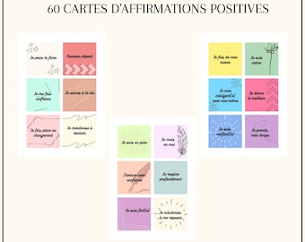 60 carte di affermazioni positive stampabili | Sviluppo personale | Fiducia in se stessi | Rituale di benessere | Regalo PDF