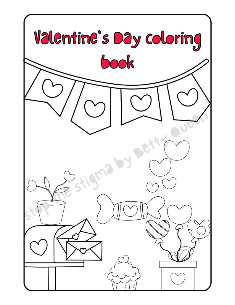 Valentines Day Coloring Book Printable 10 Pages - Etsy