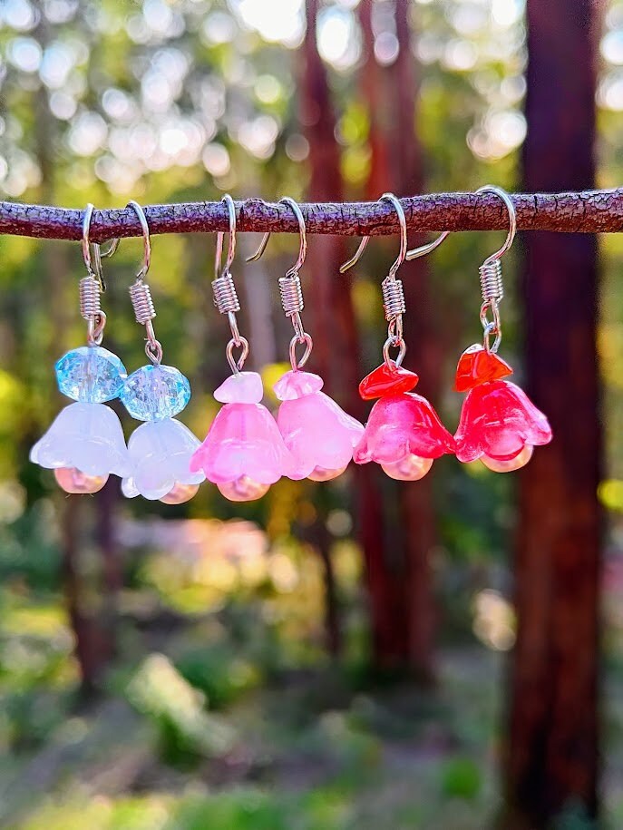 Crystal And Pearl Lily Droplet Earrings