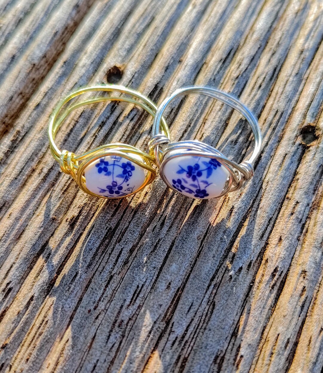 Flower-vine Porcelain Rings - Etsy