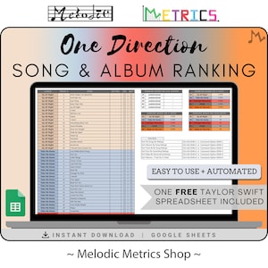 ONE DIRECTION Song & AlbumRanking Automatisierte Tabelle [Standard] | Google Sheets Kompatibel | Sofort Download