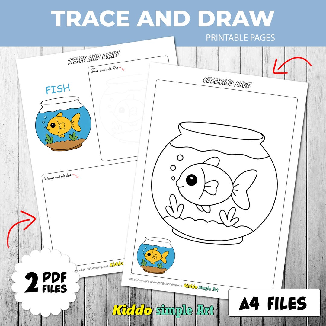 Fish Coloring Pages PDF | Fish Drawing Traceable | Simple Drawing ...