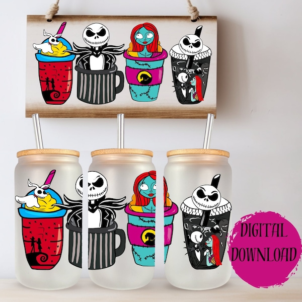 PNG Design Skeleton Nightmare Characters, Used on Cup Sublimation, T-shirts, Bags, and More, High-Quality Digital Design