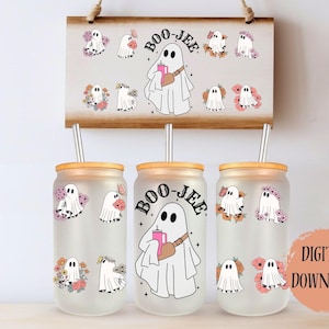 BooJee Ghost Stanley Cup PNG, decorazione per lattina di vetro di Halloween (download digitale)