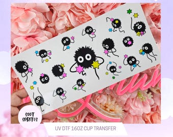 Kawaii Soot Sprites 16 oz Cup Wrap, UV DTF Transfer