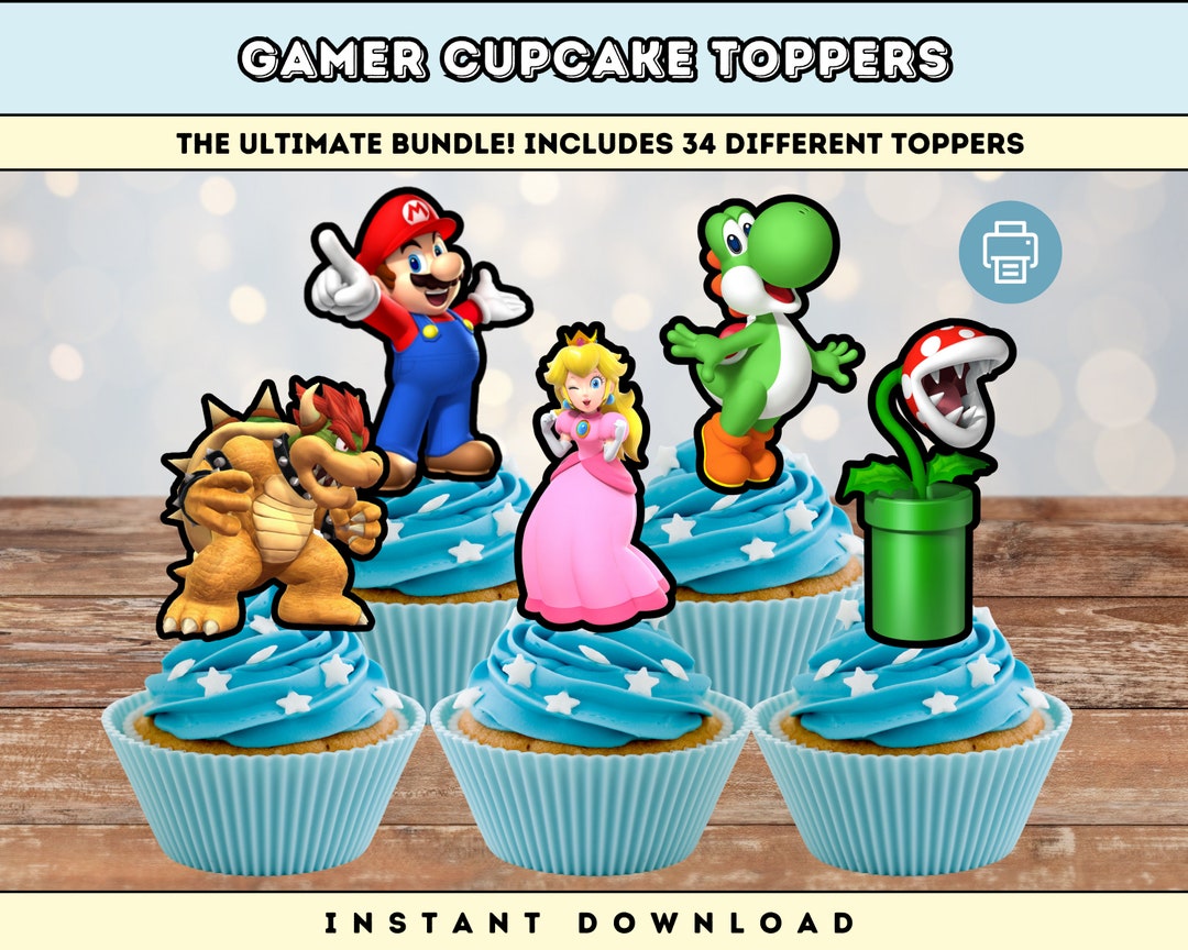 Gamer Cupcake Toppers Printable Gamer Cake Topper Gamer - Etsy