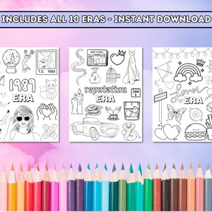 Taylor Eras Coloring Pages, Activity Sheets, Swiftie Party Favors, Eras ...
