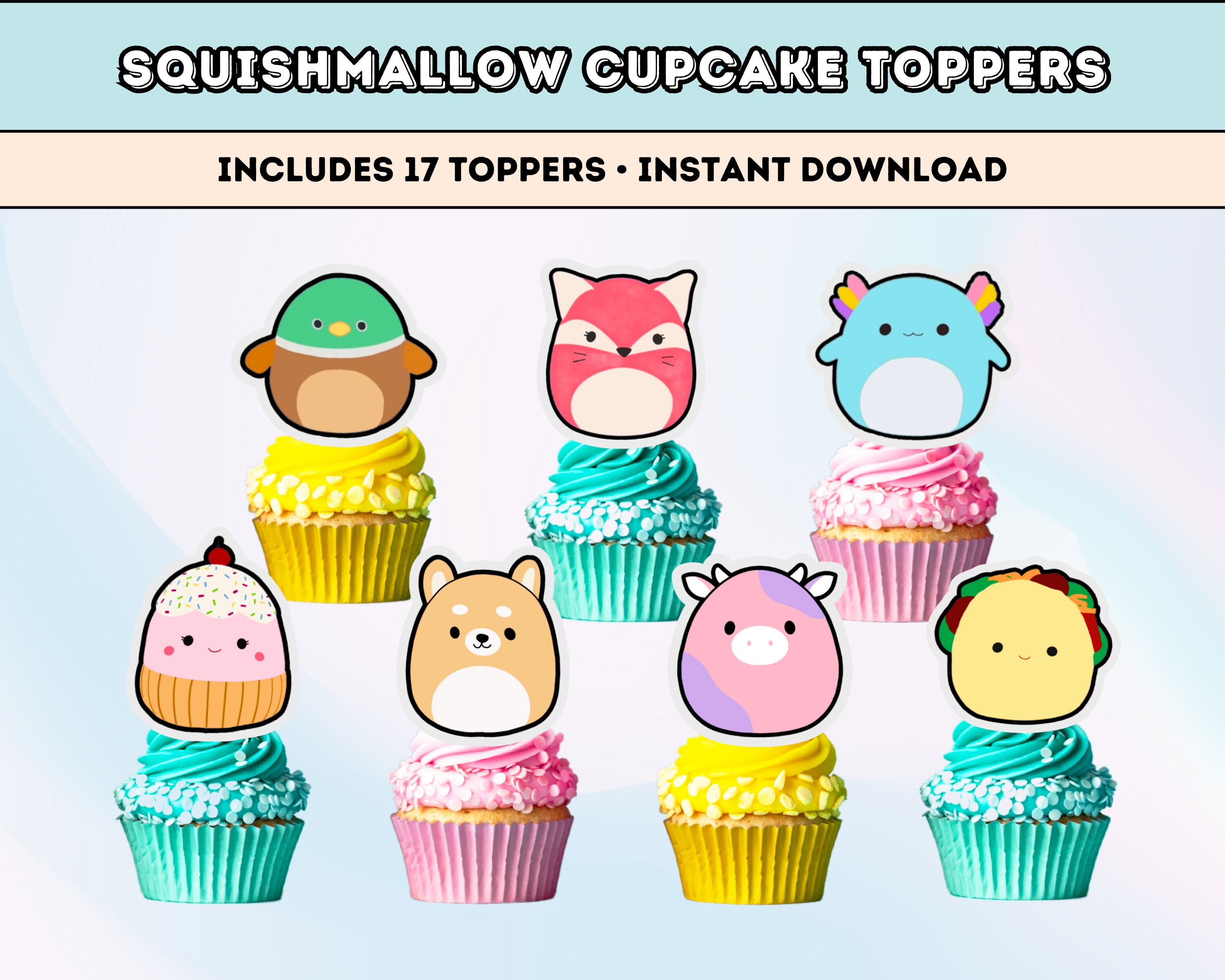 Squishmallow Cupcake Toppers Printable Cake Topper 42 OFF