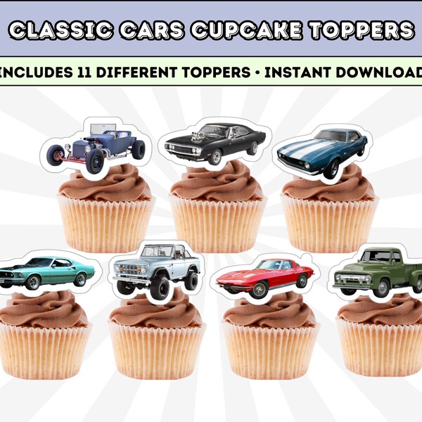 Classic Cars Birthday Party Cake Topper - Etsy