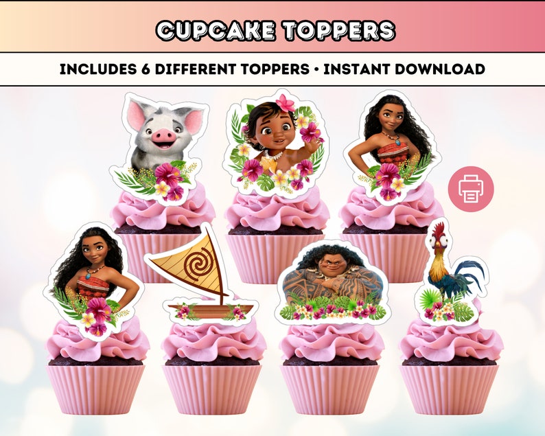 Cupcake Toppers Printable Cake Topper Hawaiian Theme - Etsy