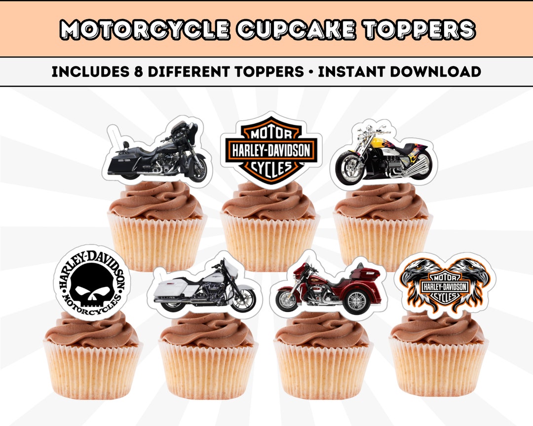 Motorcycle Cupcake Toppers Cake Toppers Birthday Party Etsy Canada