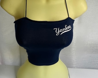 NY Yankees Spaghetti Strap Crop Top