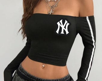 Yankees off the shoulder ringer top