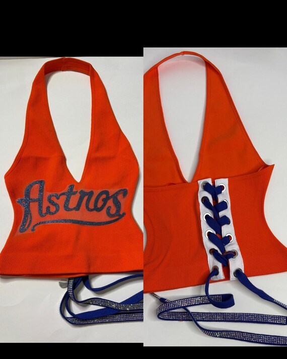 Astros Open Back Halter Top Orange