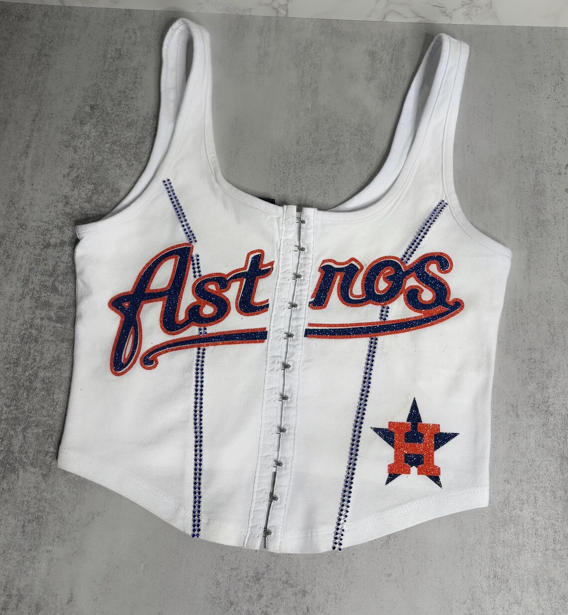 Astros Corset Top With Rhinestone Trim - White - Etsy