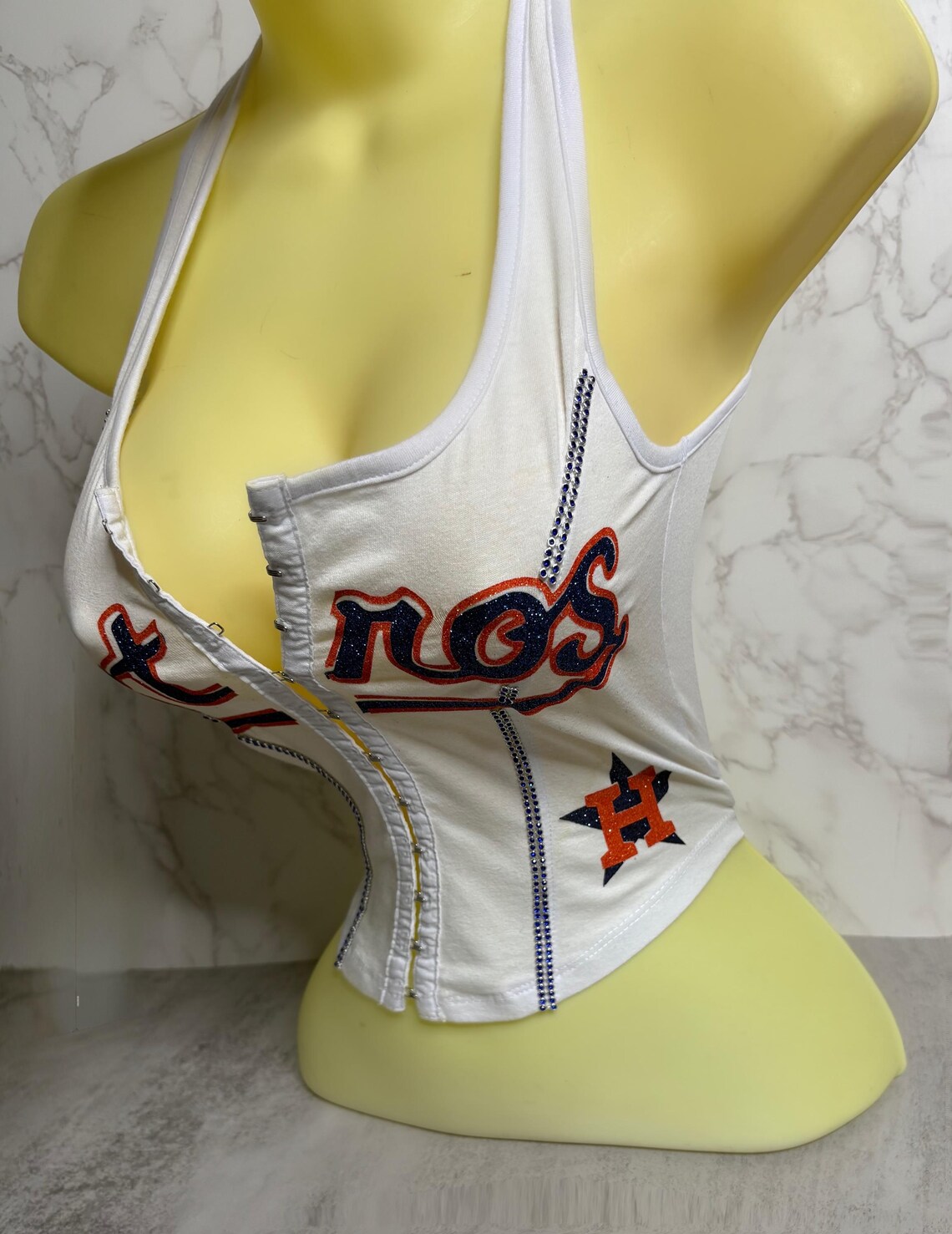 Astros Corset Top With Rhinestone Trim - White - Etsy