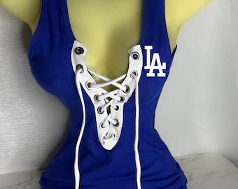 LA Dodgers Tank Top (Full length) - White cotton cord