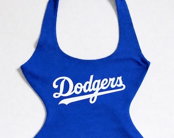 Top corto tipo halter de los Dodgers - Azul real