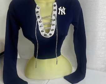 NY Yankees Crop Top - Long Sleeve