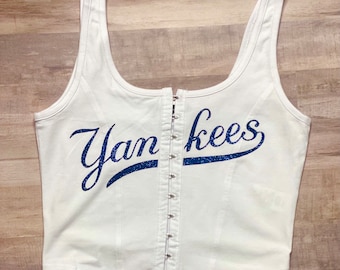 NY Yankees Corset Top-White
