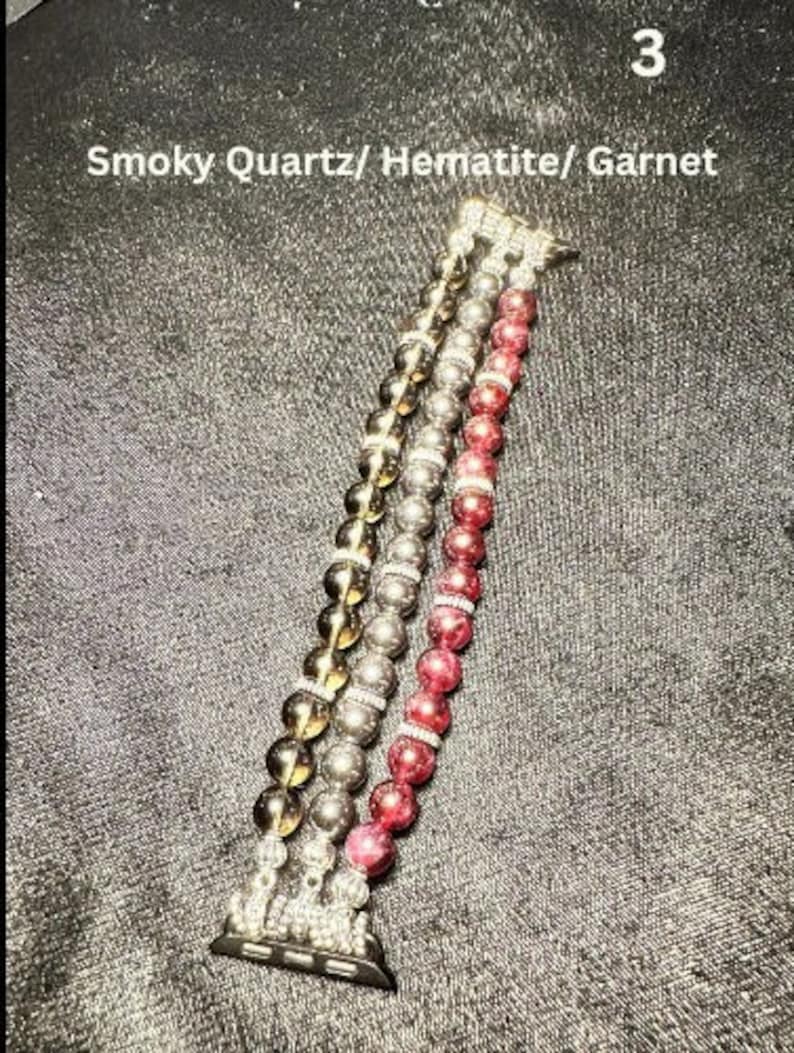 8mm Gemstone Beaded Watch Band for Apple Samsung Watch | Variety Gemstones | Elastic Stone Smart Watch Band | Crystal Accessory 3