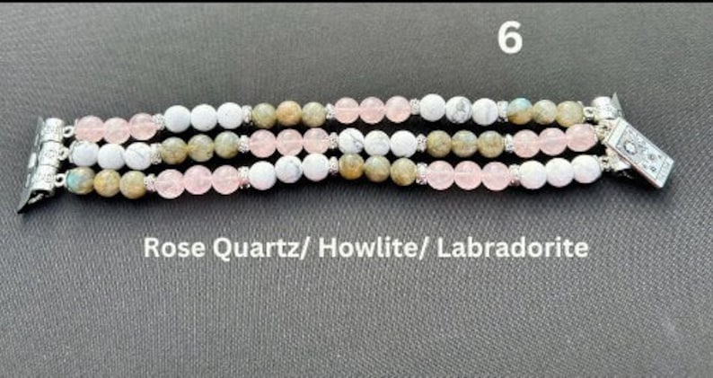 8mm Gemstone Beaded Watch Band for Apple Samsung Watch | Variety Gemstones | Elastic Stone Smart Watch Band | Crystal Accessory 6