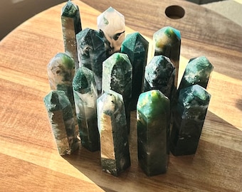 Super Mossy Moss Agate Tower | Moss Agate Point | Moss Agate | Blue Moss Agate | Druzy