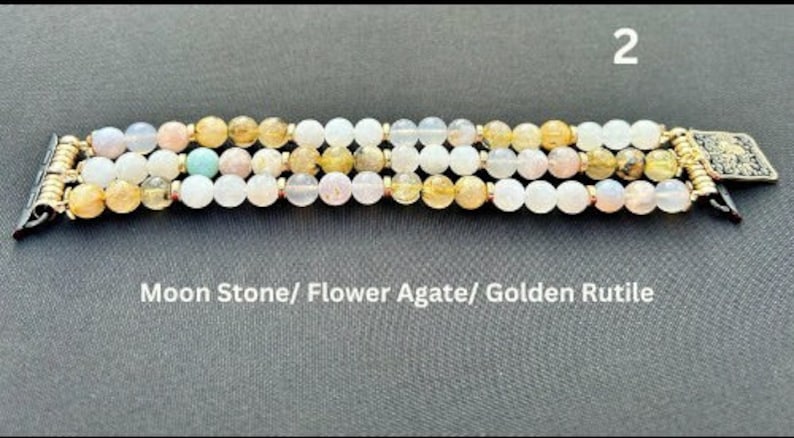 8mm Gemstone Beaded Watch Band for Apple Samsung Watch | Variety Gemstones | Elastic Stone Smart Watch Band | Crystal Accessory 2