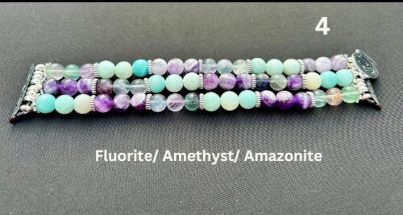 8mm Gemstone Beaded Watch Band for Apple Samsung Watch | Variety Gemstones | Elastic Stone Smart Watch Band | Crystal Accessory 4
