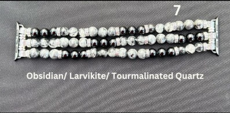 8mm Gemstone Beaded Watch Band for Apple Samsung Watch | Variety Gemstones | Elastic Stone Smart Watch Band | Crystal Accessory 7