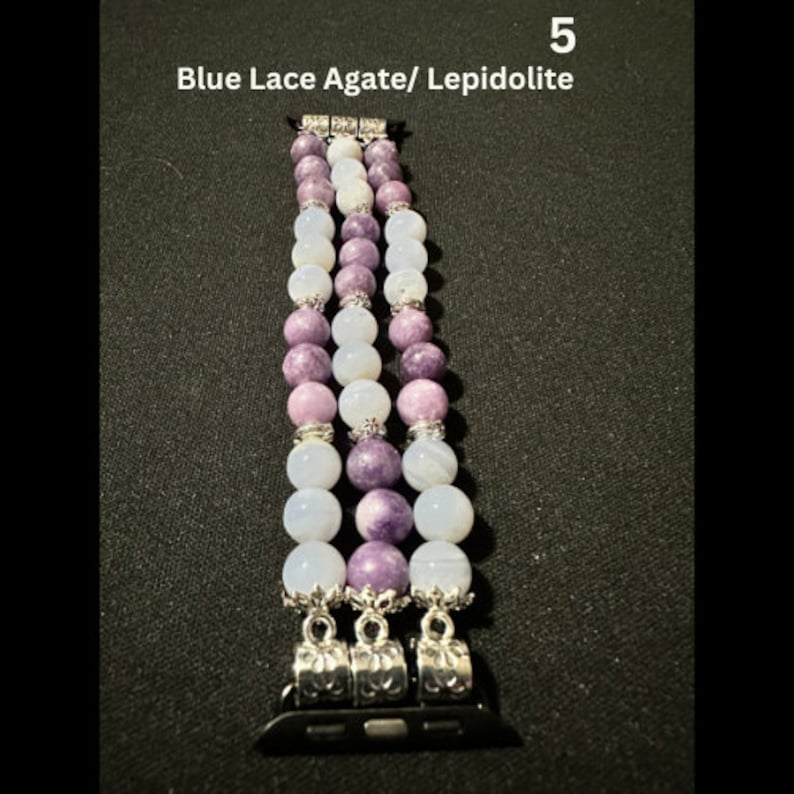 8mm Gemstone Beaded Watch Band for Apple Samsung Watch | Variety Gemstones | Elastic Stone Smart Watch Band | Crystal Accessory bild 7