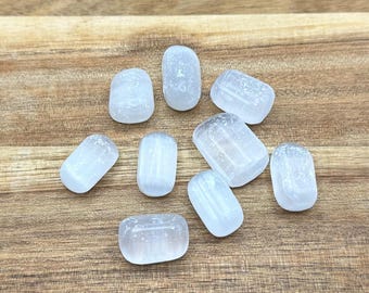 Polished Selenite Tumbles | CLEANSE + CHARGE | Satin Spar Tumbles | Tumbled Selenite | Tumbled Selenite | Amplify and Cleanse Other Stones