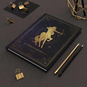 Sagitario Cuaderno de tapa dura / Diario del zodiaco para hombres mujeres / Diario de manifestación / Notas de lectura de cartas del tarot / Regalo de cumpleaños de astrología