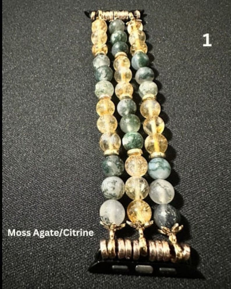 8mm Gemstone Beaded Watch Band for Apple Samsung Watch | Variety Gemstones | Elastic Stone Smart Watch Band | Crystal Accessory 1