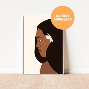 Simple Pretty Polynesian Women Wall Art - Digital Print