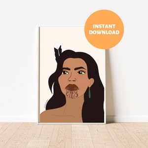 Manawa Wahine Māori - Arte de pared de mujer maorí - Impresión digital