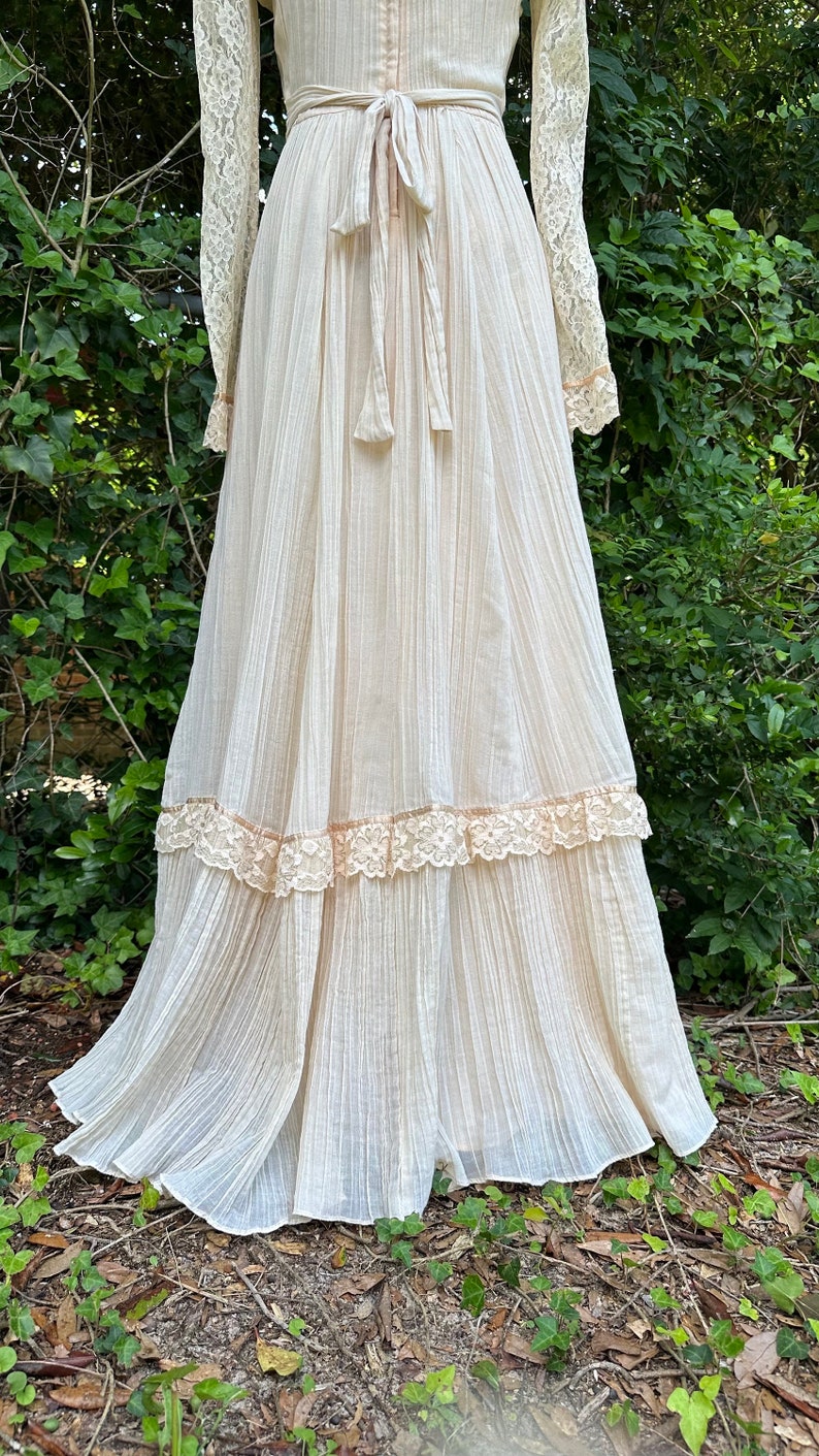 Vintage 1970s Peaches & Cream Lacey Prairie Dress by Candi Jones ...