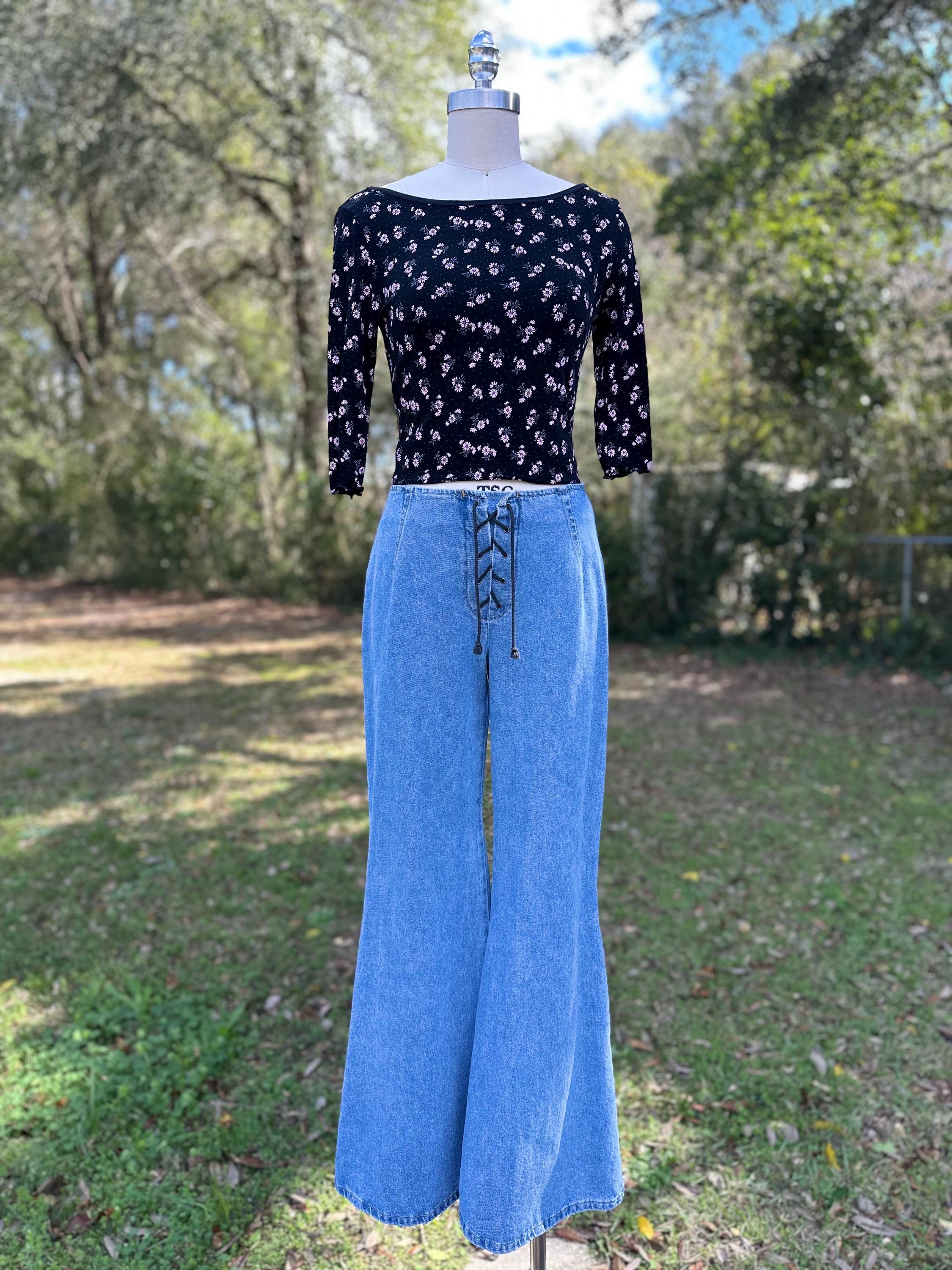 Lace up Bell Bottoms - Etsy