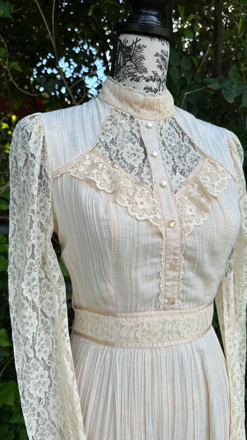 Vintage 1970s Peaches & Cream Lacey Prairie Dress by Candi Jones ...