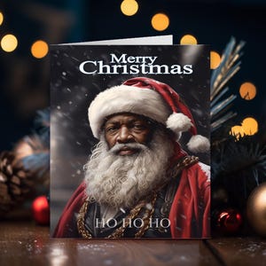 Tarjeta de Feliz Navidad, Tarjeta de Navidad de Papá Noel africano, Tarjeta de felicitación de Feliz Navidad, Tarjeta festiva, Tarjeta de Navidad de Papá Noel