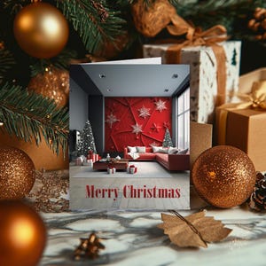 Tarjeta de luces de árbol de Navidad, tarjeta de felicitación, tarjeta festiva, tarjeta de invierno de Navidad, tarjeta festiva de Navidad, saludos de temporada