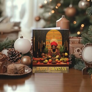 Tarjeta de feliz Navidad de Kwanzaa, tarjeta de felicitación navideña, tarjeta festiva, tarjeta de Navidad, tarjeta de felicitación navideña, saludos de temporada