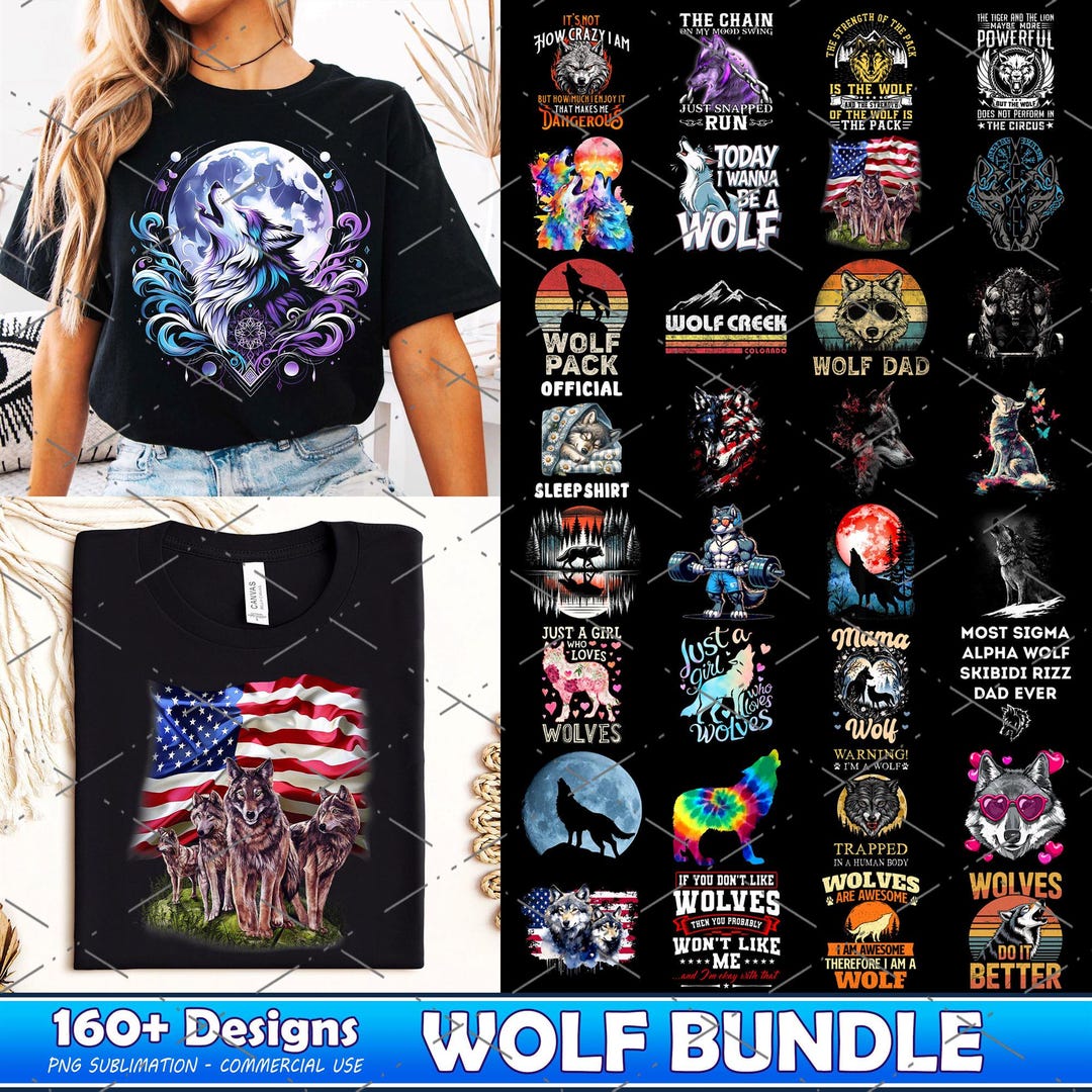 160+ Designs Wolf Bundle Png, Wolf Quotes Png, Wild Animal Clipart ...