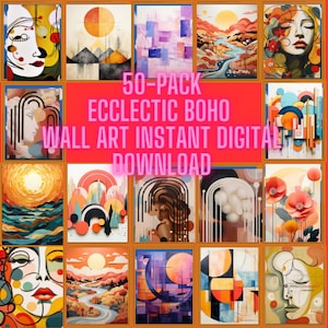 50 Mega Bundle Wall Art Boho Wall Art Eclectic Print Set Eclectic Set of 50 Gallery Wall Art Set Gallery Wall Set Mega Bundle Wall Art