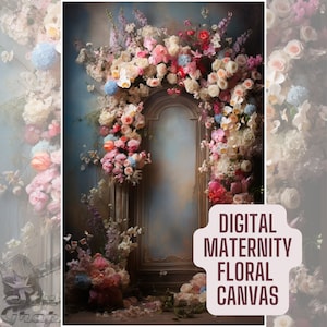 Pano de fundo digital para fotos de maternidade, cenário floral em tela, sobreposição digital de Photoshop, cenário de belas artes