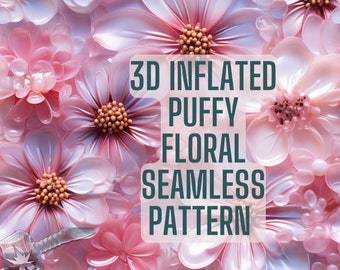 3D Inflated Puff Rainbow Flowers Seamless Pattern, Bubble Puffy Wrap, 3D Bubble Wrap Flowers 3D Journal Flower Design, 3D Flower Design Mug