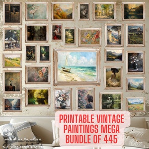 445 Printable Vintage Gallery Set Mega Bundle, Gallery Wall Set, 445 Pack Antique Oil Paintings, Digital Download