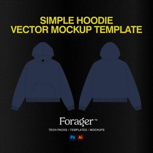 Simple Hoodie Tech Pack CAD Template | Affordable Streetwear Vector Mockup
